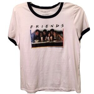 Friends TV Show White Ringer T-Shirt Graphic Tee Top 1X‎